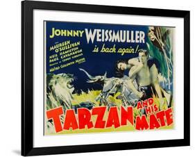 Tarzan and His Mate, Maureen O'Sullivan, Johnny Weissmuller, 1934-null-Framed Art Print