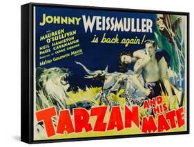 Tarzan and His Mate, Maureen O'Sullivan, Johnny Weissmuller, 1934-null-Framed Stretched Canvas