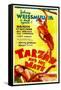 TARZAN AND HIS MATE, top: Johnny Weissmuller, bottom: Maureen O'Sullivan, 1934.-null-Framed Stretched Canvas