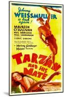 TARZAN AND HIS MATE, top: Johnny Weissmuller, bottom: Maureen O'Sullivan, 1934.-null-Mounted Art Print