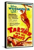 TARZAN AND HIS MATE, top: Johnny Weissmuller, bottom: Maureen O'Sullivan, 1934.-null-Framed Stretched Canvas