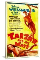 TARZAN AND HIS MATE, top: Johnny Weissmuller, bottom: Maureen O'Sullivan, 1934.-null-Stretched Canvas