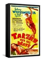 TARZAN AND HIS MATE, top: Johnny Weissmuller, bottom: Maureen O'Sullivan, 1934.-null-Framed Stretched Canvas