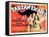 Tarzan Escapes, from Left: Johnny Weissmuller, Maureen O'Sullivan, 1936-null-Framed Stretched Canvas