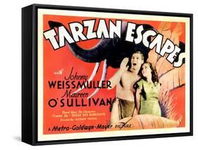 Tarzan Escapes, from Left: Johnny Weissmuller, Maureen O'Sullivan, 1936-null-Framed Stretched Canvas