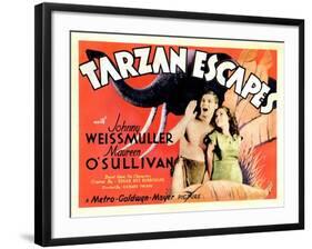 Tarzan Escapes, from Left: Johnny Weissmuller, Maureen O'Sullivan, 1936-null-Framed Art Print