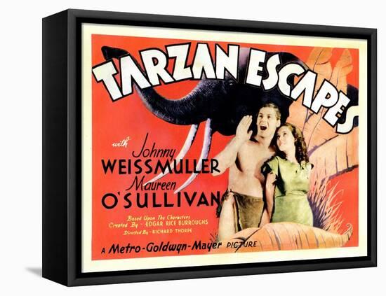 Tarzan Escapes, from Left: Johnny Weissmuller, Maureen O'Sullivan, 1936-null-Framed Stretched Canvas