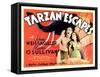 Tarzan Escapes, from Left: Johnny Weissmuller, Maureen O'Sullivan, 1936-null-Framed Stretched Canvas