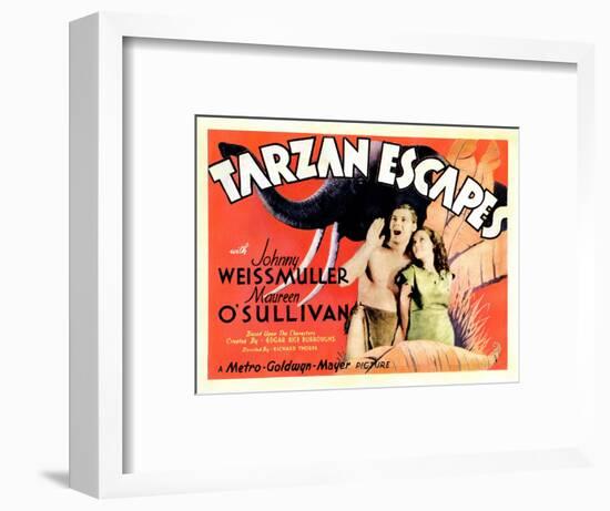 Tarzan Escapes, from Left: Johnny Weissmuller, Maureen O'Sullivan, 1936-null-Framed Art Print