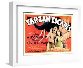 Tarzan Escapes, from Left: Johnny Weissmuller, Maureen O'Sullivan, 1936-null-Framed Art Print