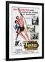 Tarzan, the Ape Man, from Left: Joanna Barnes, Denny Miller, 1959-null-Framed Art Print