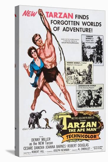 Tarzan, the Ape Man, from Left: Joanna Barnes, Denny Miller, 1959-null-Stretched Canvas