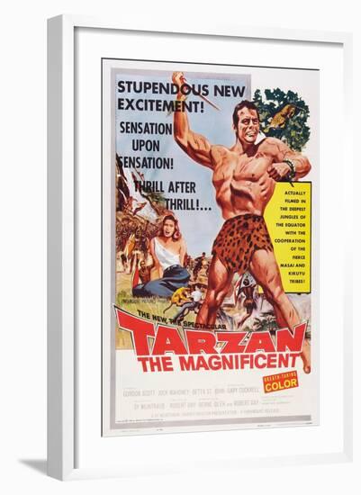 Tarzan the Magnificent, from Back Left: Betta St. John, Gordon Scott, 1960-null-Framed Art Print