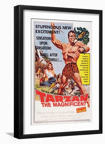 Tarzan the Magnificent, from Back Left: Betta St. John, Gordon Scott, 1960-null-Framed Art Print