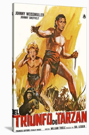 Tarzan Triumphs, Spanish Movie Poster, 1943-null-Stretched Canvas