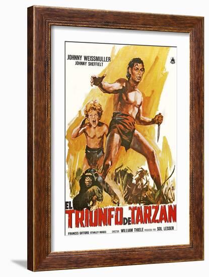 Tarzan Triumphs, Spanish Movie Poster, 1943-null-Framed Art Print