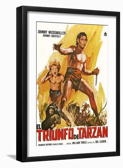 Tarzan Triumphs, Spanish Movie Poster, 1943-null-Framed Art Print