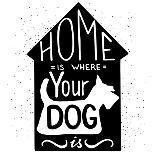 Hand Drawn Typography Poster with Silhouette and Phrase in It. 'Home is Where Your Dog Is' Hand Let-TashaNatasha-Art Print