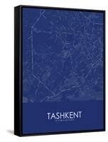 Tashkent, Uzbekistan Blue Map-null-Framed Stretched Canvas