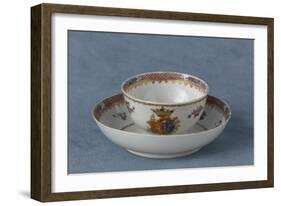 Tasse hémisphérique armoriée et soucoupe-null-Framed Giclee Print