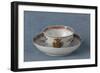 Tasse hémisphérique armoriée et soucoupe-null-Framed Giclee Print