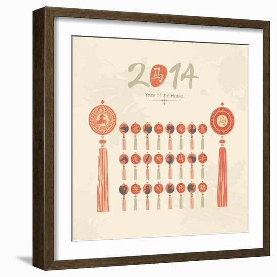 Tassels Set With Chinese Zodiac Signs-Yurumi-Framed Art Print