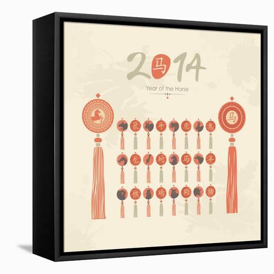 Tassels Set With Chinese Zodiac Signs-Yurumi-Framed Stretched Canvas