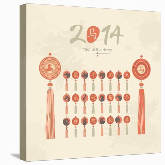 Tassels Set With Chinese Zodiac Signs-Yurumi-Stretched Canvas