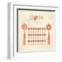 Tassels Set With Chinese Zodiac Signs-Yurumi-Framed Art Print