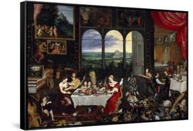 Taste, Hearing and Touch, Ca. 1620-Jan Brueghel the Elder-Framed Stretched Canvas