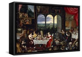 Taste, Hearing and Touch, Ca. 1620-Jan Brueghel the Elder-Framed Stretched Canvas