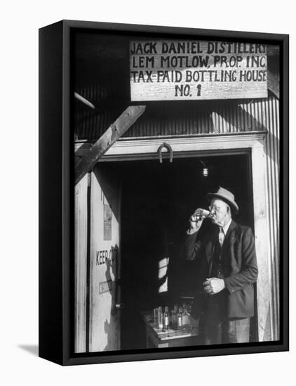 Tasters Testing Whiskey at the Jack Daniels Distillery-Ed Clark-Framed Stretched Canvas