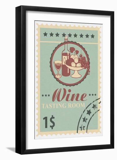 Tasting Room Stamp-Lantern Press-Framed Art Print