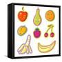 Tasty Fruits and Berries - Cartoon Set-smilewithjul-Framed Stretched Canvas