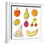 Tasty Fruits and Berries - Cartoon Set-smilewithjul-Framed Premium Giclee Print