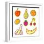 Tasty Fruits and Berries - Cartoon Set-smilewithjul-Framed Art Print