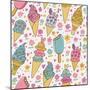 Tasty Seamless Pattern Made of Cute Ice Cream in Pastel Colors in Vector. Seamless Pattern Can Be U-smilewithjul-Mounted Art Print