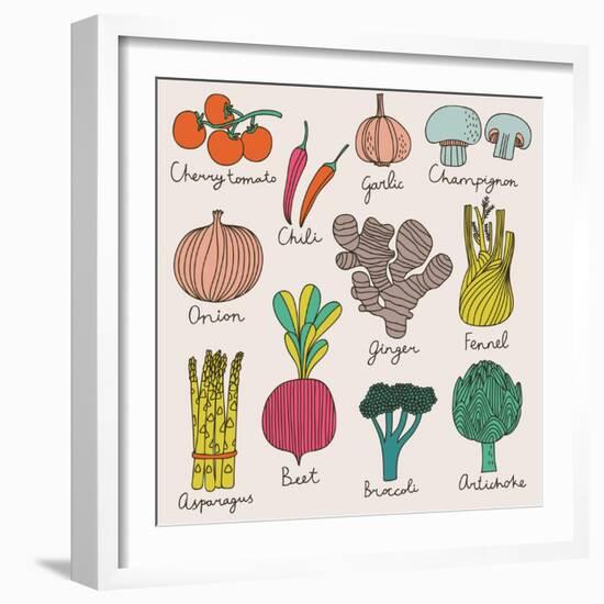 Tasty Vegetables-smilewithjul-Framed Art Print