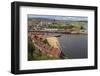 Tate Hill Beach, Red Roofed Houses, Town on West Cliff with Backdrop of Green Hills in Summer-Eleanor Scriven-Framed Photographic Print