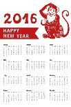 Calendar 2016.Chinese Zodiac Red Monkey.Vertical-Tatiana_Kost-Framed Stretched Canvas