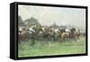 Tattenham Corner, the Epsom Derby, (Coloured Chalks and Bodycolour on Paper)-Gilbert Holiday-Framed Stretched Canvas