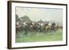 Tattenham Corner, the Epsom Derby, (Coloured Chalks and Bodycolour on Paper)-Gilbert Holiday-Framed Giclee Print