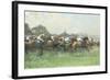 Tattenham Corner, the Epsom Derby, (Coloured Chalks and Bodycolour on Paper)-Gilbert Holiday-Framed Giclee Print