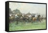 Tattenham Corner, the Epsom Derby, (Coloured Chalks and Bodycolour on Paper)-Gilbert Holiday-Framed Stretched Canvas