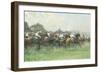 Tattenham Corner, the Epsom Derby, (Coloured Chalks and Bodycolour on Paper)-Gilbert Holiday-Framed Giclee Print