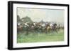 Tattenham Corner, the Epsom Derby, (Coloured Chalks and Bodycolour on Paper)-Gilbert Holiday-Framed Giclee Print