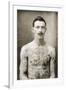 Tattoed British Sailor During the Great War of 1914-18 (Front View)-null-Framed Photographic Print