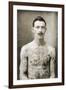 Tattoed British Sailor During the Great War of 1914-18 (Front View)-null-Framed Photographic Print