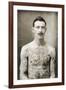 Tattoed British Sailor During the Great War of 1914-18 (Front View)-null-Framed Photographic Print