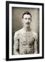 Tattoed British Sailor During the Great War of 1914-18 (Front View)-null-Framed Photographic Print